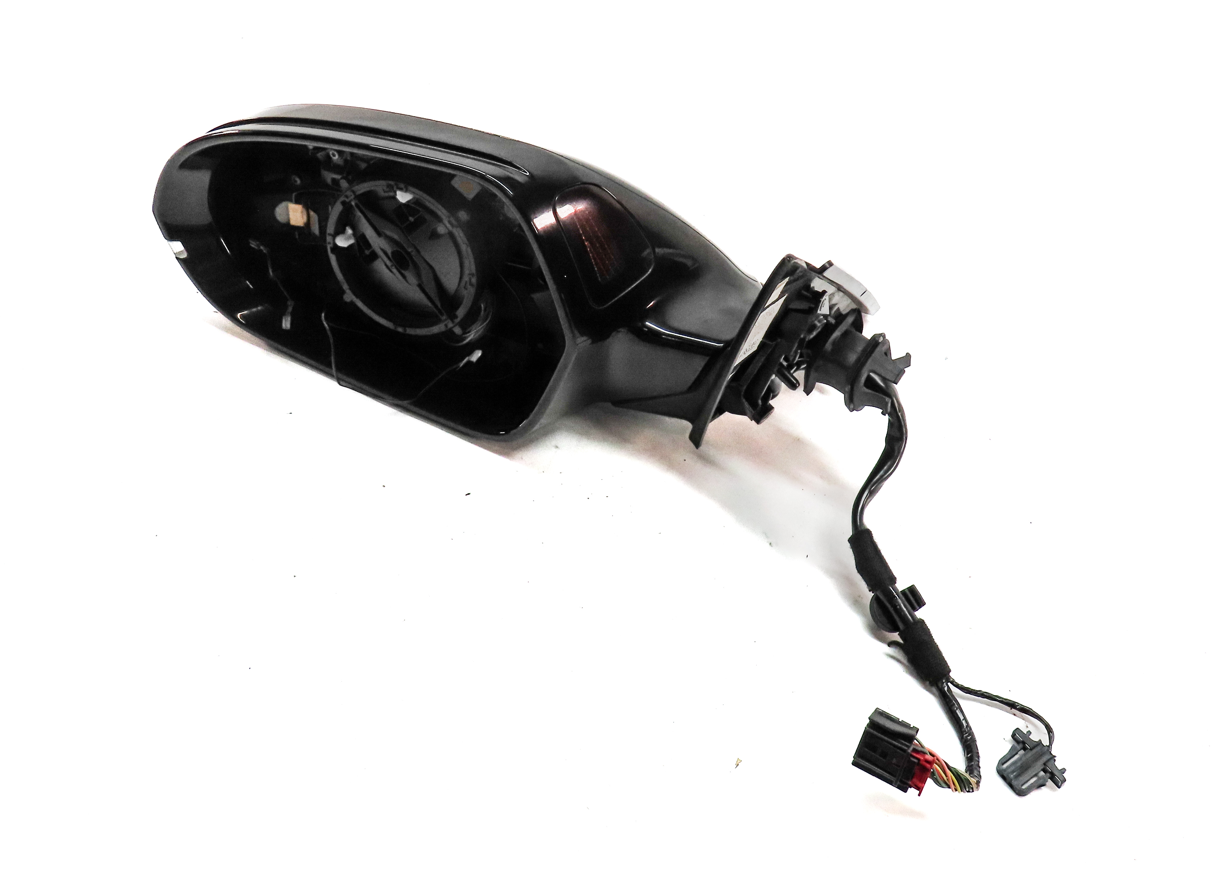 12-13 AUDI A6 C7 LEFT P-FOLD HEAT MEM BLIND SPOT DOOR MIRROR HOUSING (Black) — exact item pictured